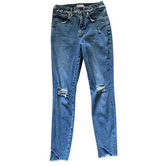 GOOD AMERICAN Good Legs Frayed Waistband Jeans Size 6 - Picture 1 of 10